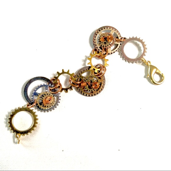 🛑 SOLD Steampunk Bracelet Handmade Mixed Metals - Picture 4 of 5